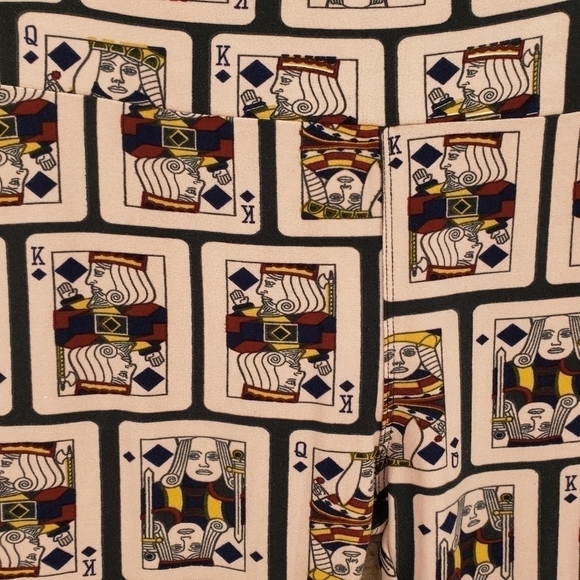 lularoe One Size women pink leggings playing cards poly spandex blend very soft - Picture 6 of 10